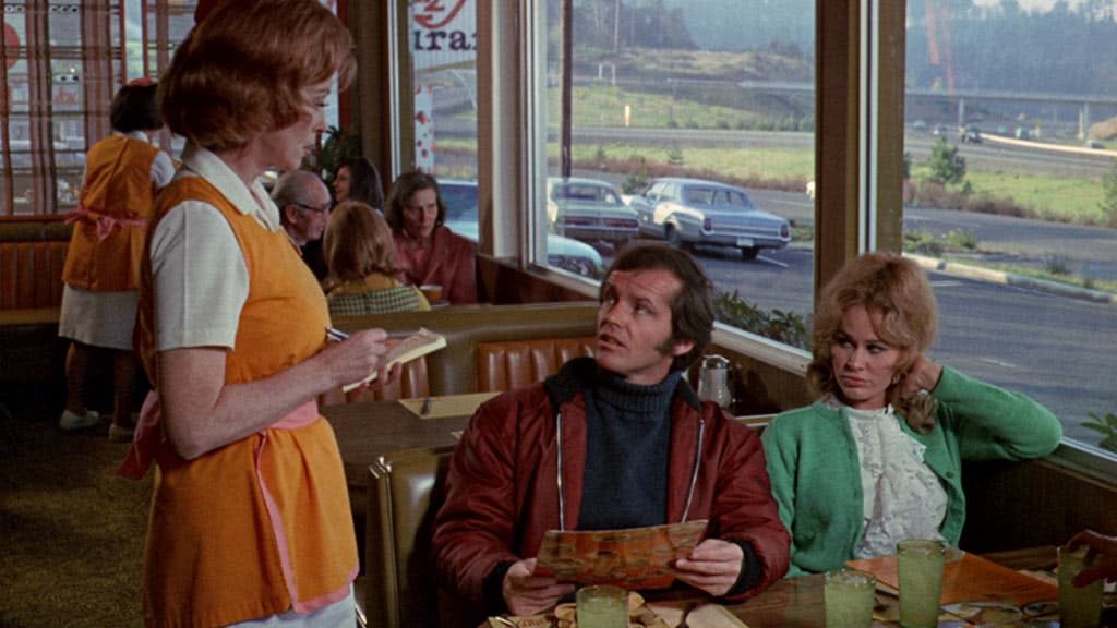 A waitress asks Jack Nicholson for his order in Five Easy Pieces